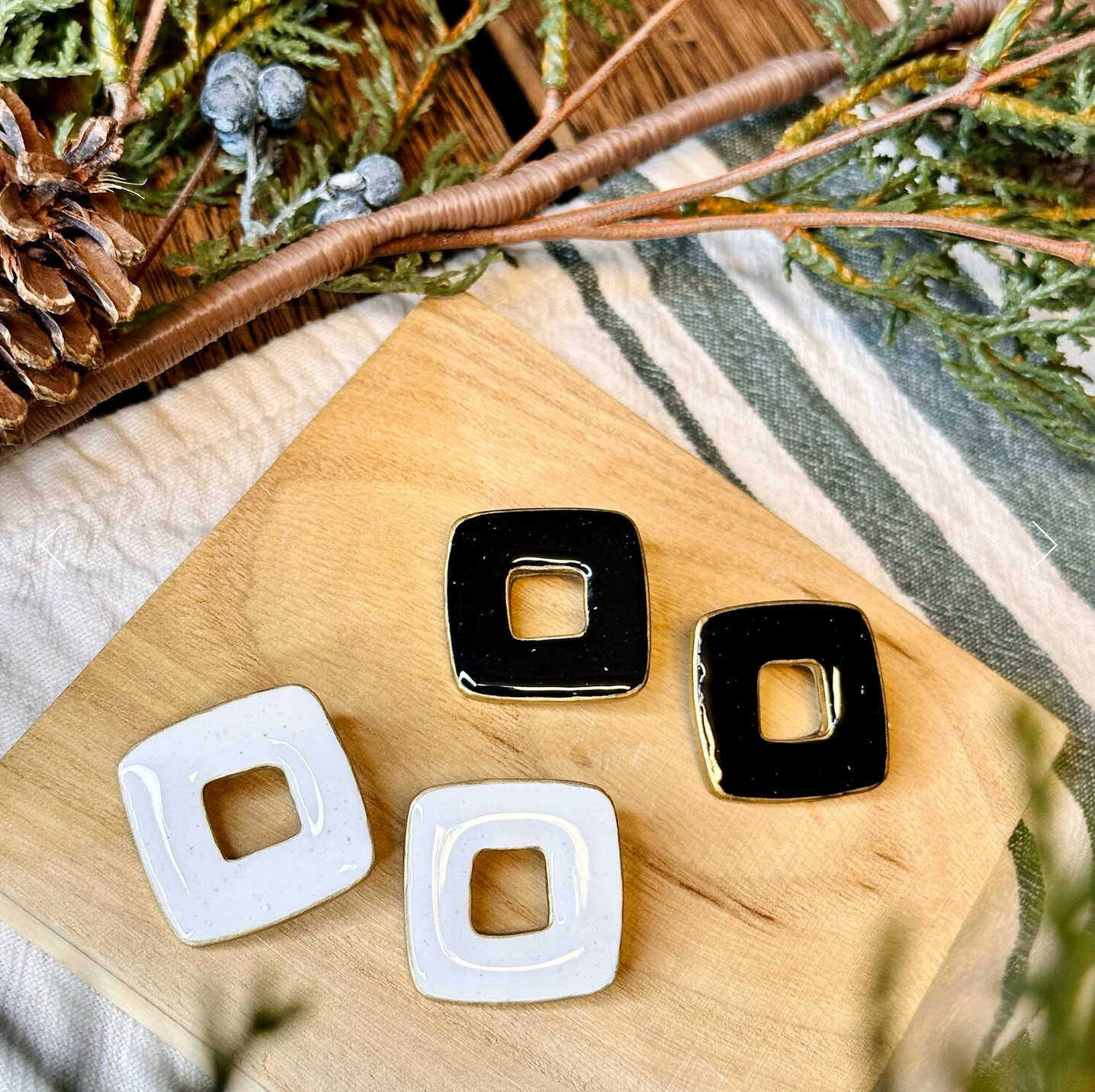 913onCanvas - Wholesale Stud/Post Earrings - Not Too Square: Statement Studs (Black or White)1