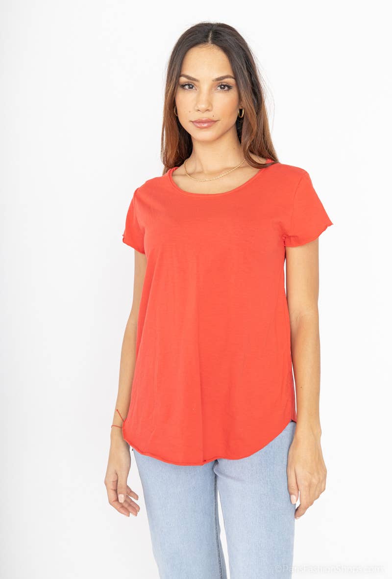 LINEN & COTTON HOUSE – Engroshandel T-shirt – til kvinder – Bomuld t-shirt med rund hals, basis 811718