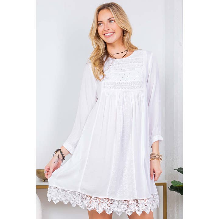 Long Sleeves Lace Detailing Dress for wholesale by Young Threads