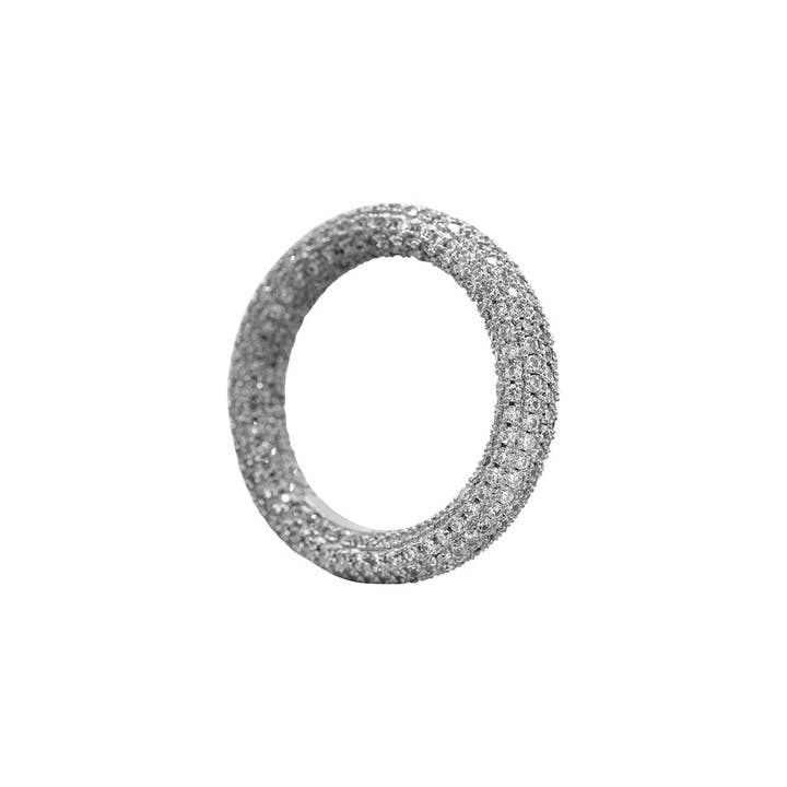 Adornia - Wholesale Multi-Stone Ring - Crystal Eternity Rounded Band Ring silver2