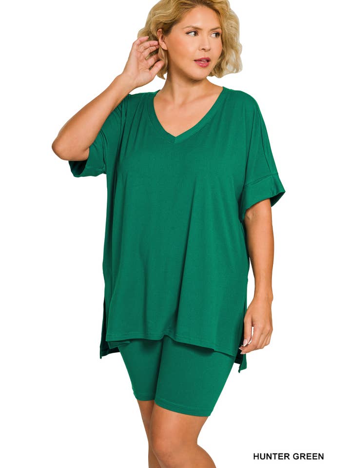 Vanilla Monkey - Wholesale Top & Pant Set (NOT Loungewear) - Women's - Plus Brushed Dty Microfiber V-neck Top And Biker15