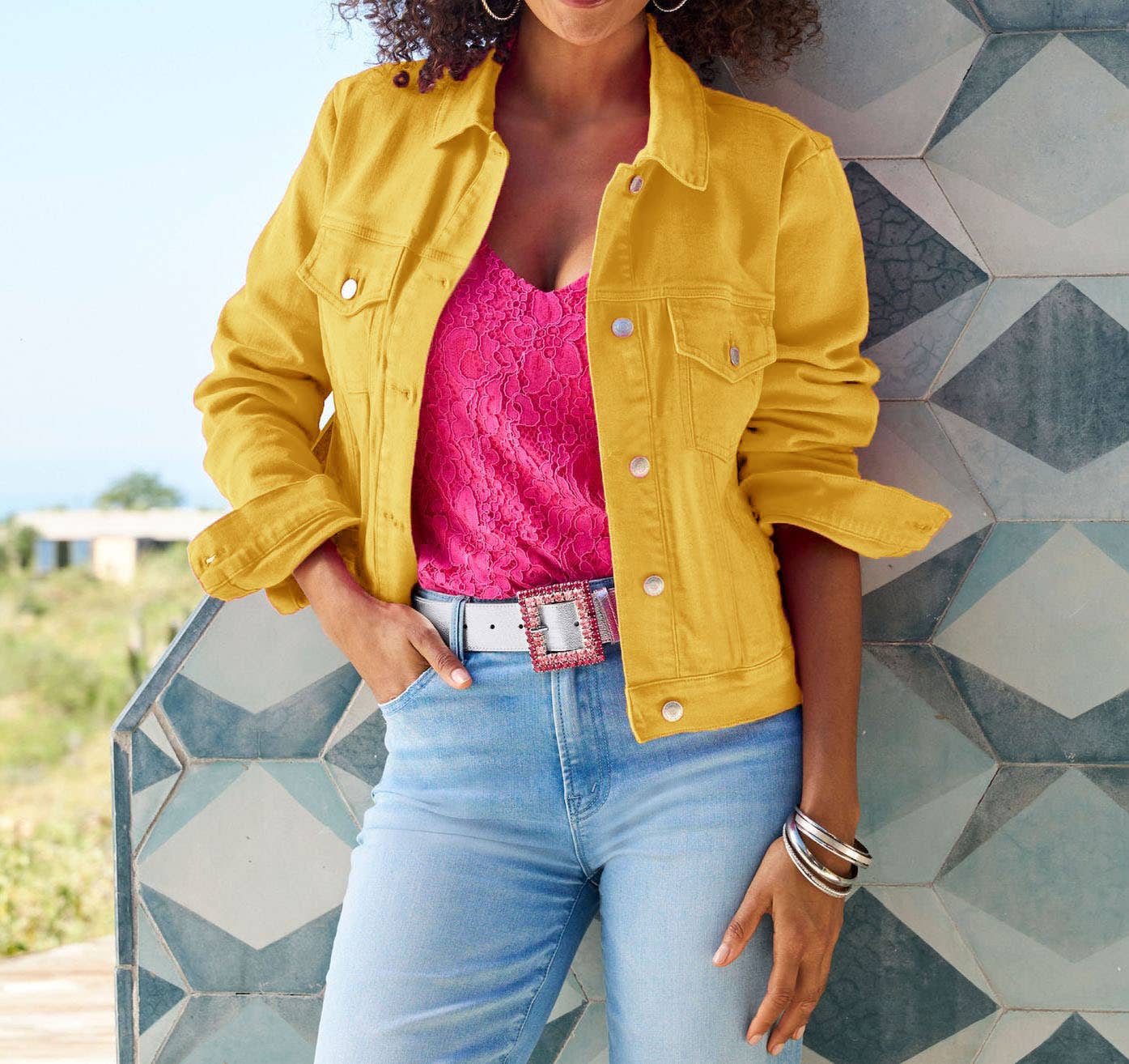 Lily Clothing - Wholesale Denim Jacket - Women's - Solid color slim cropped denim jacket casual jacket7