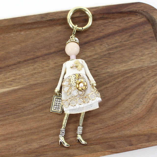 Pretty Persuasions - Wholesale Keychain - Women's - B24127 Stone Adorned French Doll Stainless Steel Keychain6