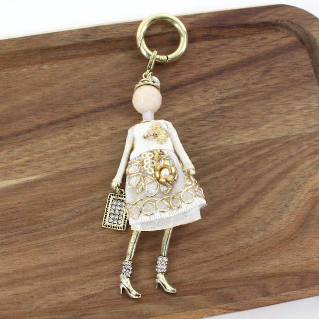 Pretty Persuasions - Wholesale Keychain - Women's - B24127 Stone Adorned French Doll Stainless Steel Keychain6