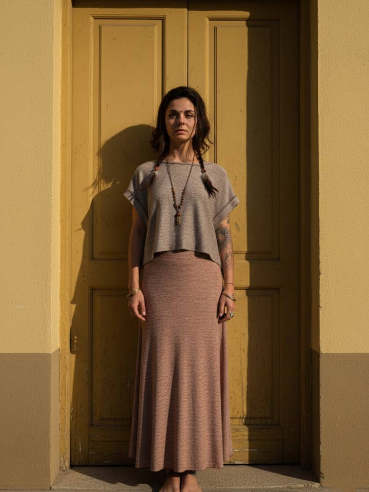 Hand Block Printed Cotton Knit Skirt - Bohemian All Season for wholesale by Humanity Centred Designs