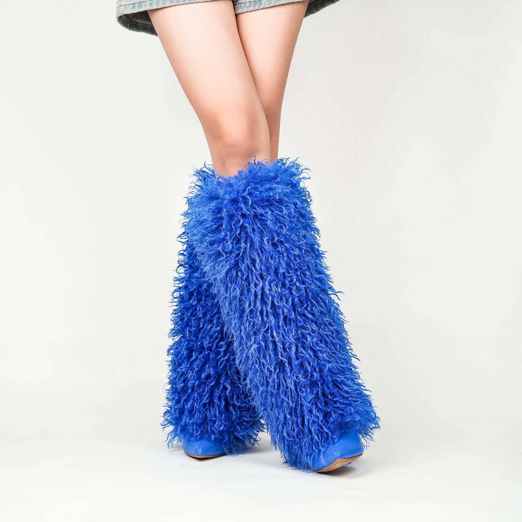 bleu Botte en fausse fourrure avec diamants pour femmes DEMURE (Copie) en vente sur Faire1