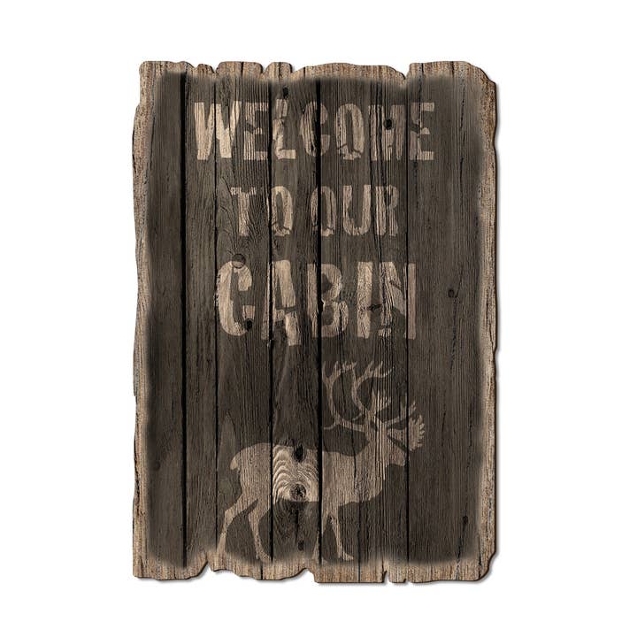 Welcome To Our Cabin Sign - Wood Rustic Postcards & Magnets for wholesale by DaydreamHQ