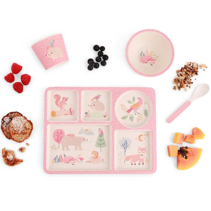 Divided Plate Set - Woodland Friends for wholesale by Love Mae
