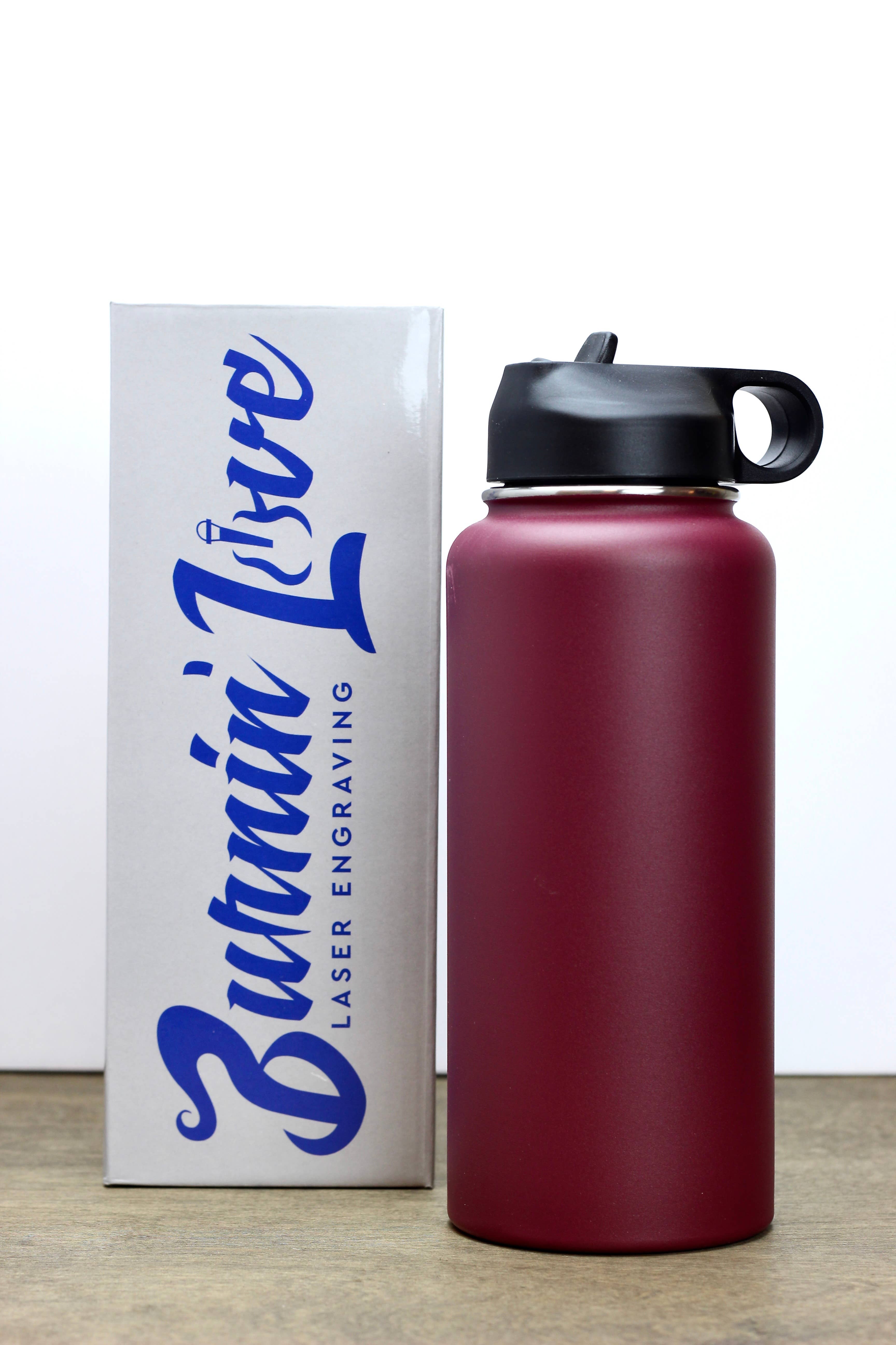 Burnin Love Laser Engraving - Vente Bouteilles d'eau - Gourdes gravées au laser Burnin' Love de 32 oz (946 ml)3