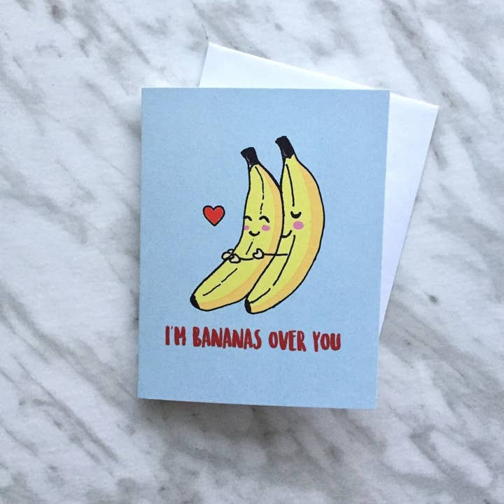 Papermain – Engroshandel Valentinsdagskort – Banan jubilæum valentines kort - bananer valentine, kærlighed kort, håndlavede A2 Valentinsdag kort
