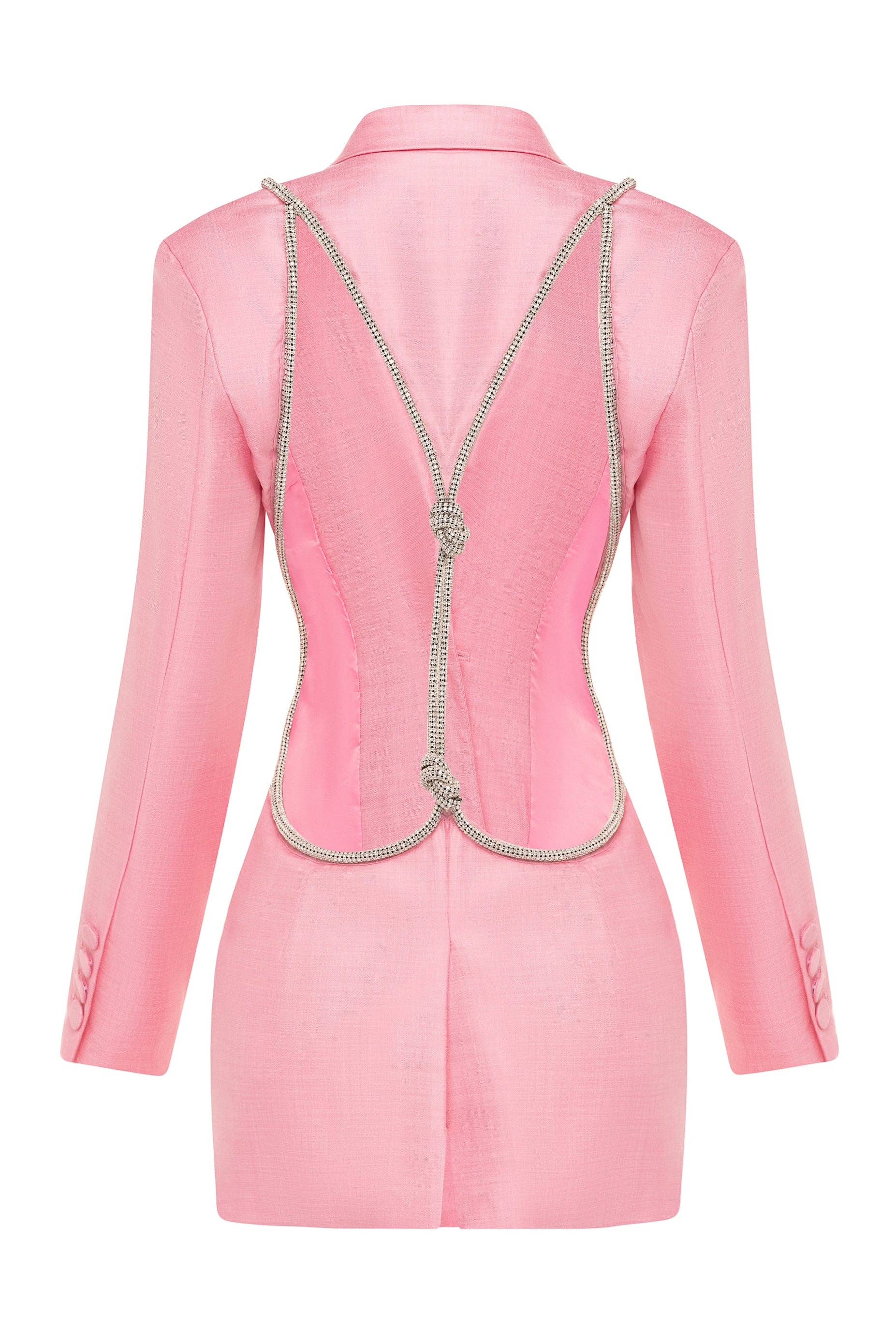 Belle Pink Backless Diamond Blazer Dress for wholesale on Faire4