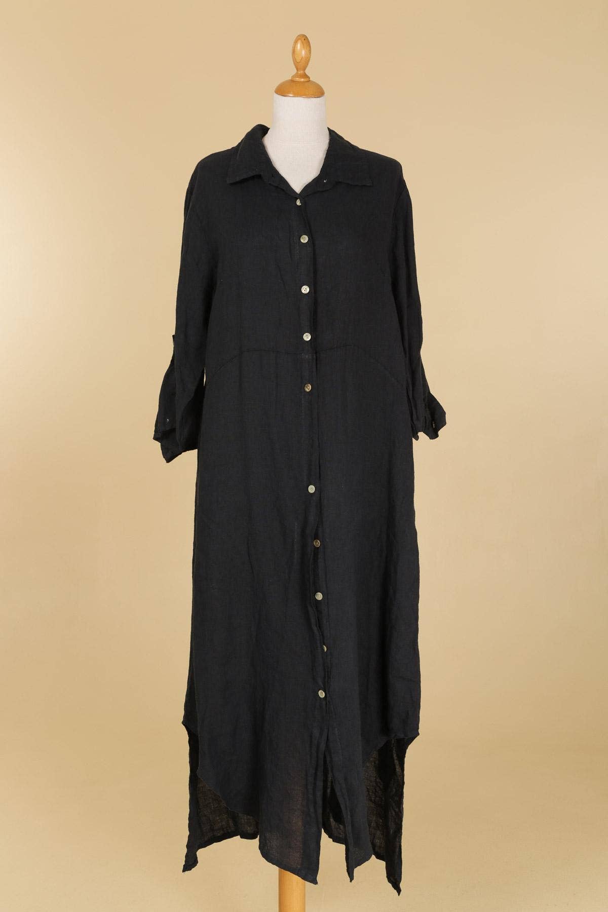 la maison des fibres naturelles - Wholesale Button Down Shirt - Women's - Long shirt dress 68036 100% LINEN58