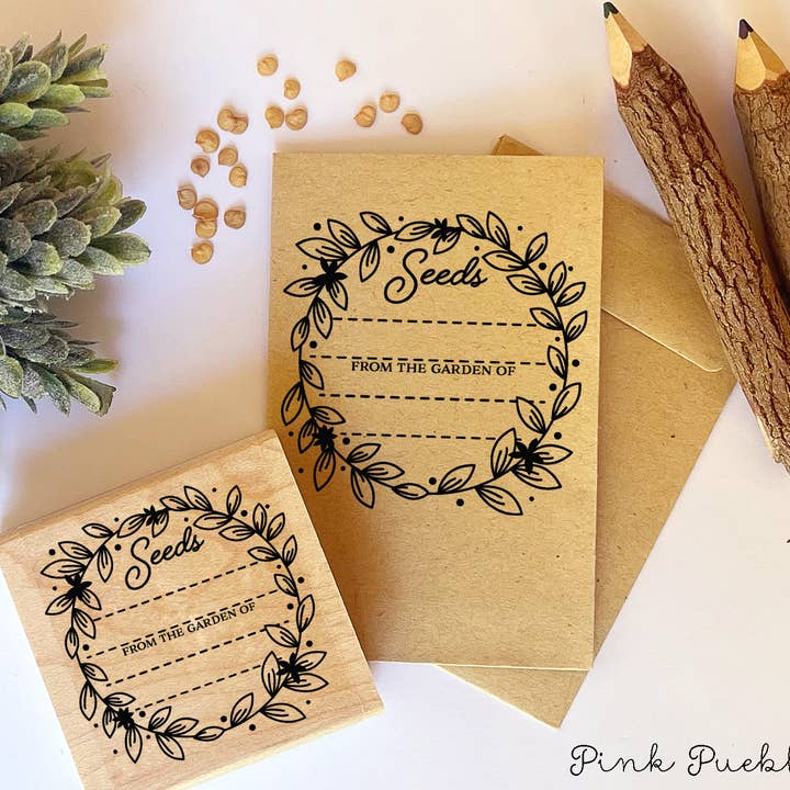 Seed Packet Rubber Stamp with From the Garden of for wholesale by Pink Pueblo