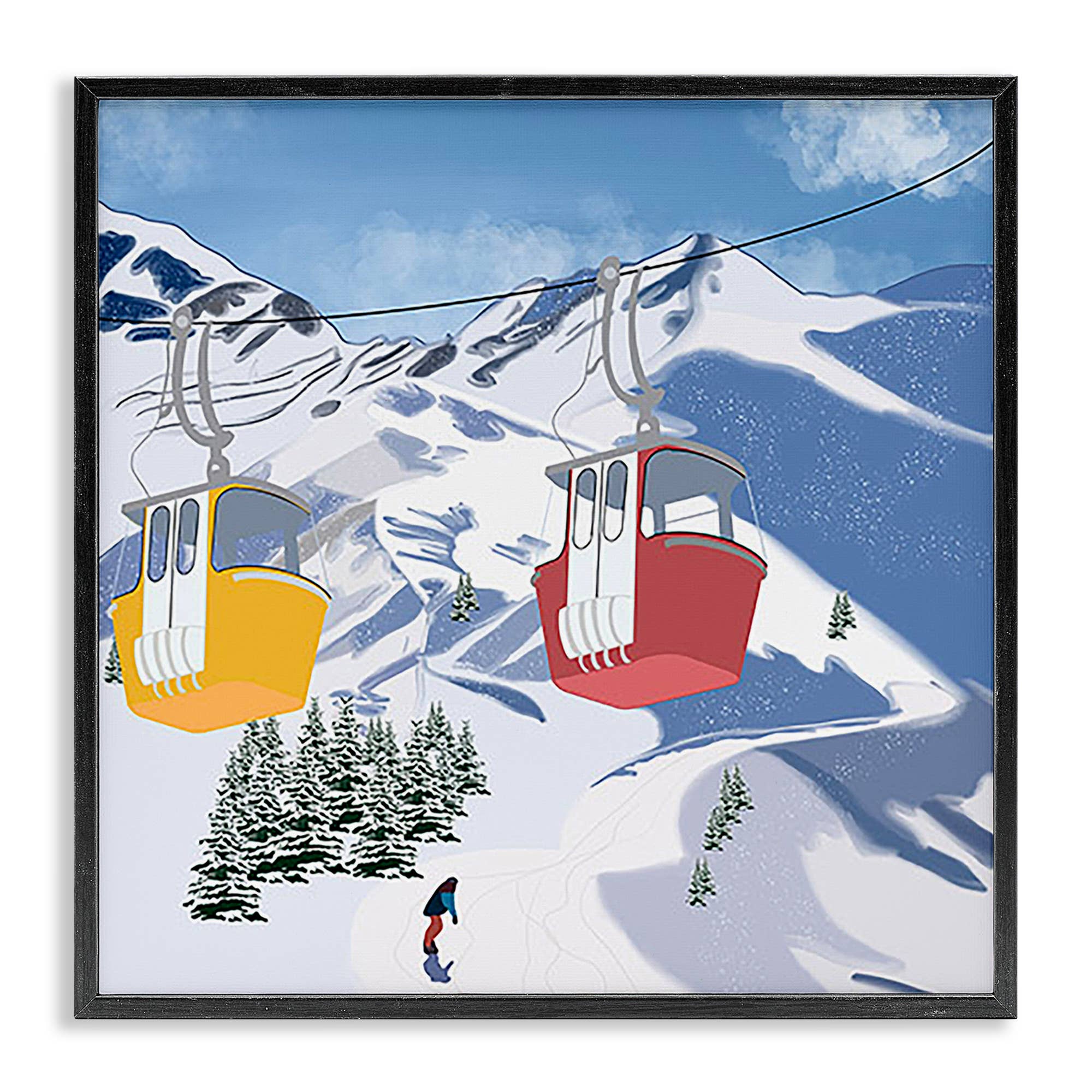 Stupell Industries - Wholesale Wall Sign - Ski Lift over Vast Mountain - Framed Wall Art0