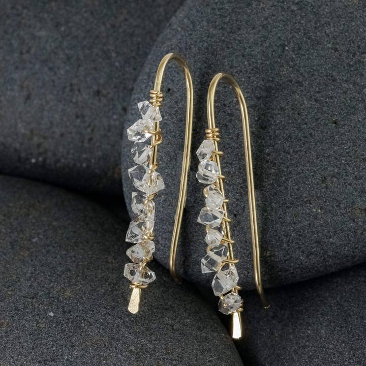 Herkimer Diamond Ear Climbers for wholesale by Lotus Stone Jewelry