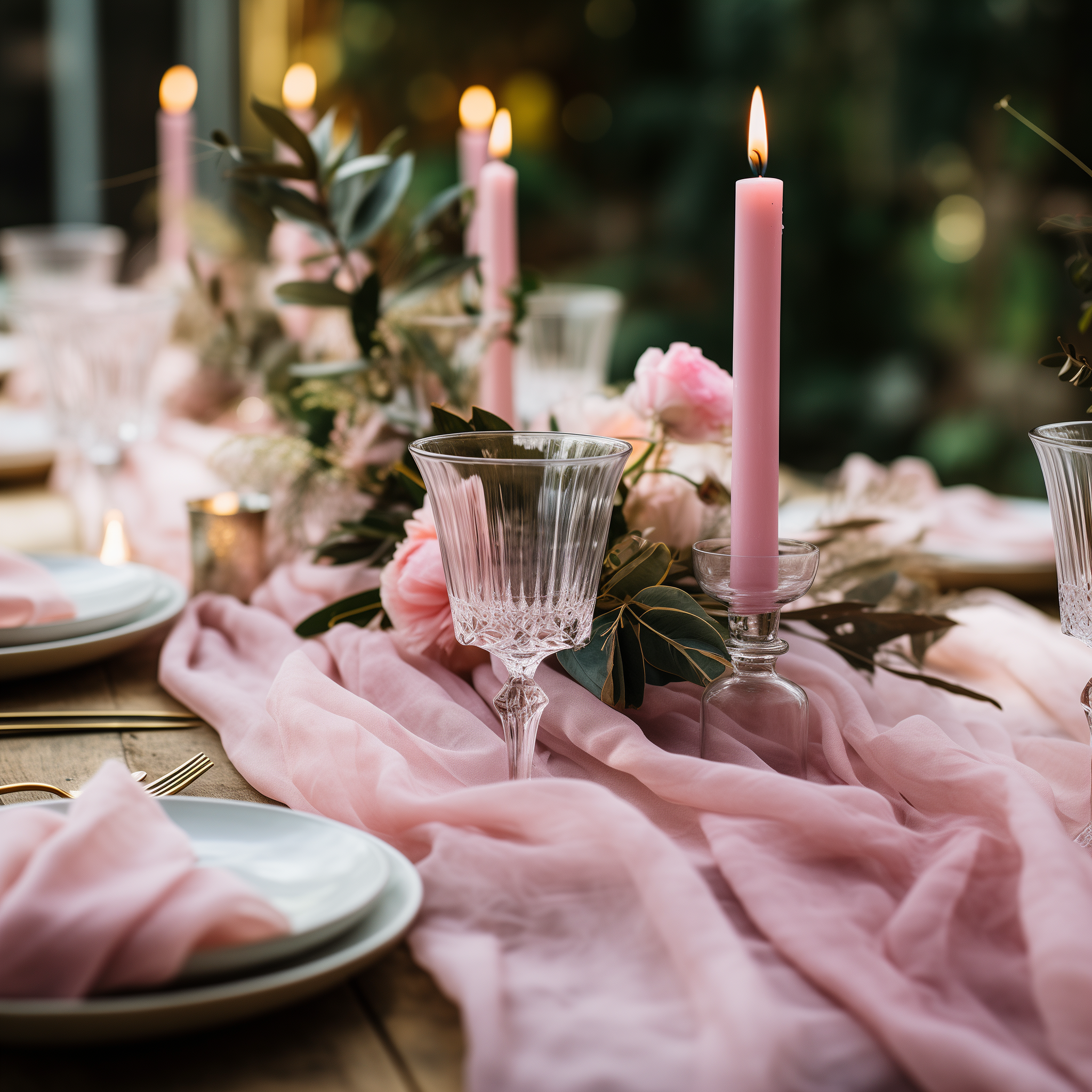 AVAGANTE Design – wholesale Table runner – Table runner -  crinkled cheesecloth runner - Pink4