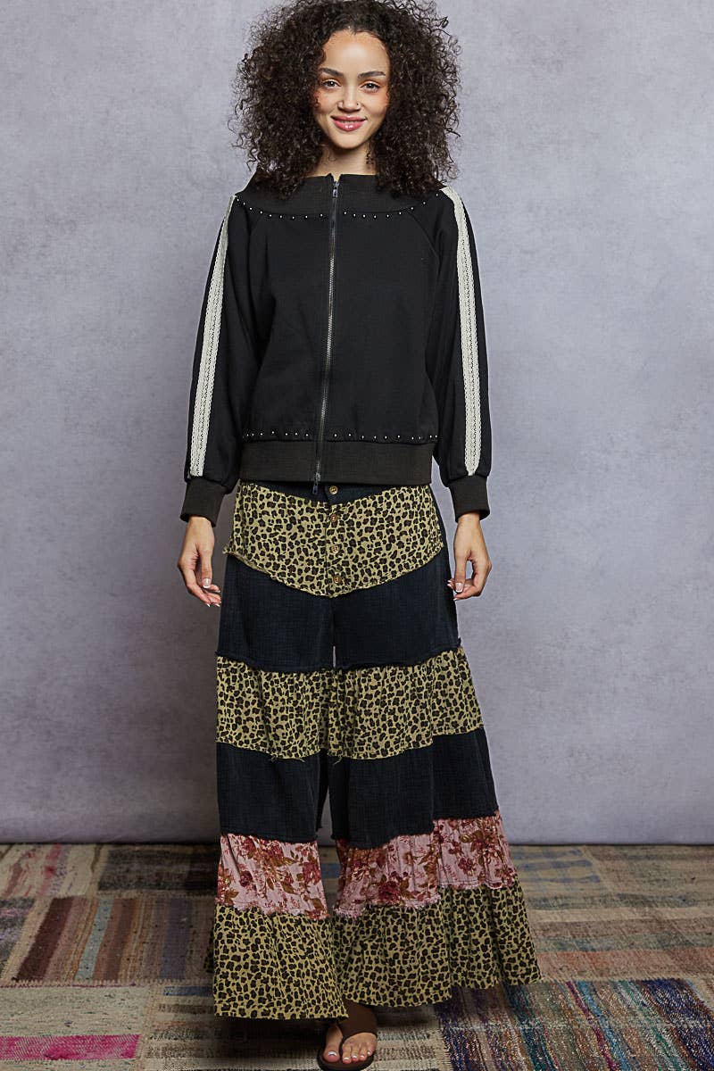 Pol Clothing - Wholesale Knit Top - Women's - Solid off shoulder lace trim detail French terry knit top4