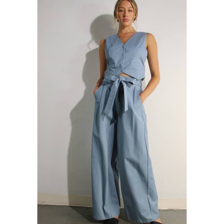 BLUE HAZE COTTON VEST AND PANTS SET for wholesale on Faire1