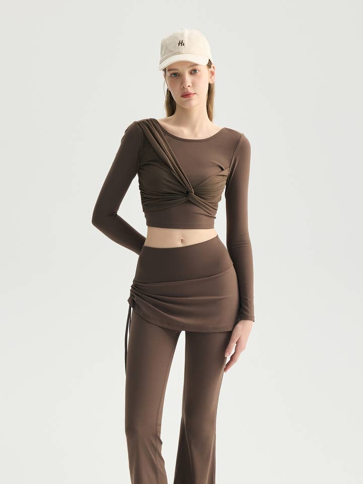 Tilly Open Back Top and Wrap Skirt Pant 2-Piece Set for wholesale by 91thelabel