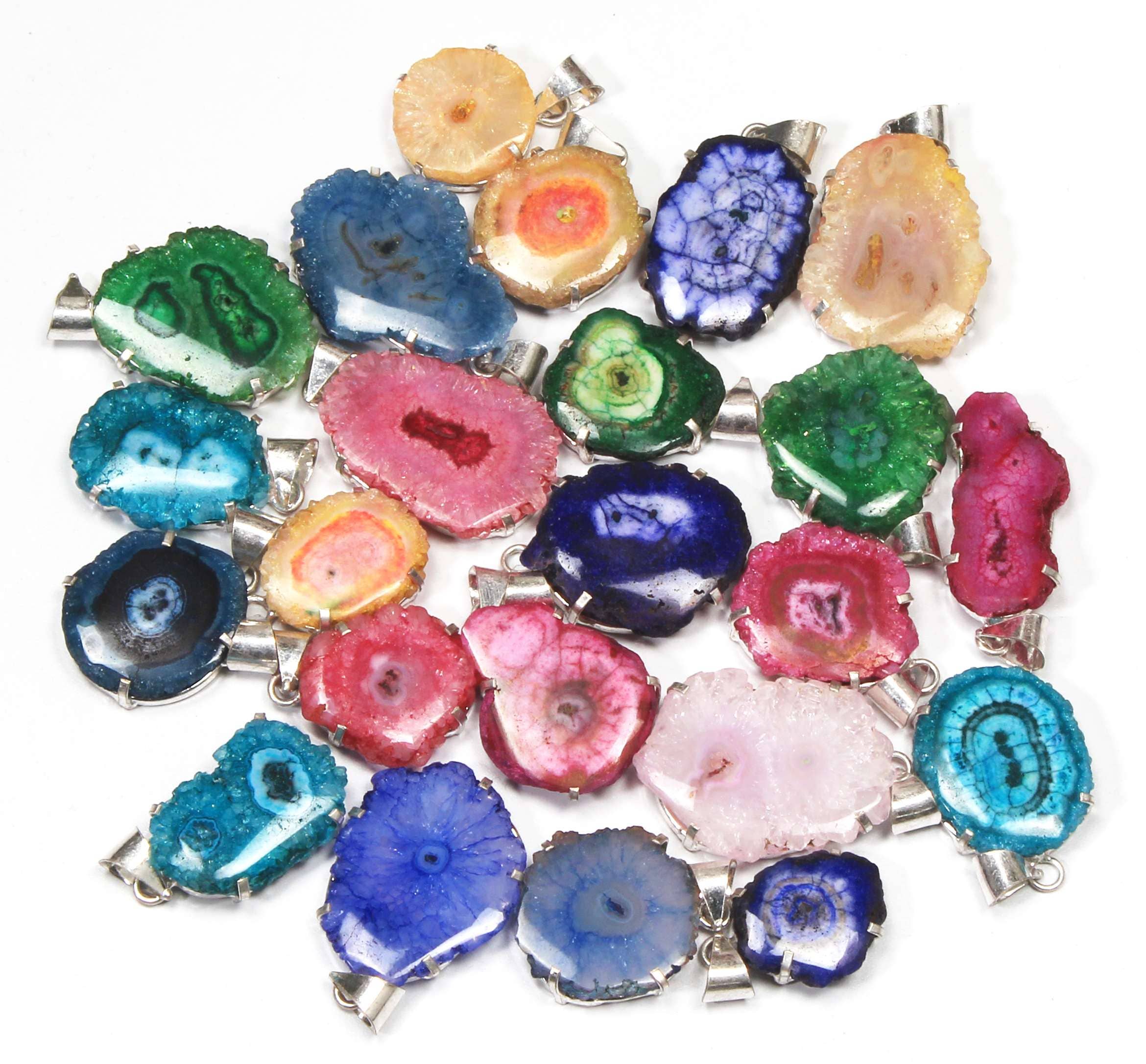 Handmade Jewels – Pendente/pingente individual por atacado – Colares de Jóias com Pingentes de Cristal Druzy de Quartzo Solar Feitos à Mão, Gemas de Quartzo Solar Druzy em Lote por Atacado para Mulheres.2