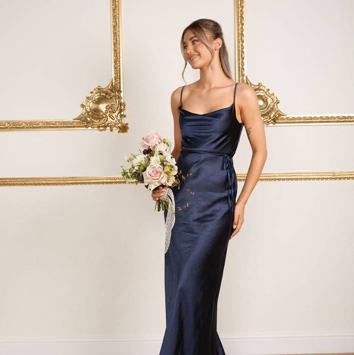 Six Stories – wholesale Gown – Women's – Cami Cowl Front Bridesmaid Dress - Navy0