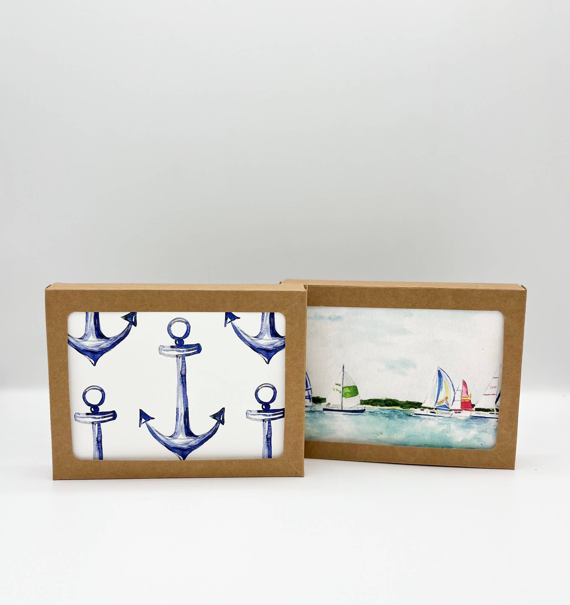 Melissa Hyatt - Wholesale Stationery/Notecard Set - "Sailing In New Suffolk" watercolor card - 6 pack boxed set1