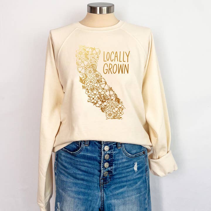 California Locally Grown - California Sweatshirt for wholesale by doodles.ink.