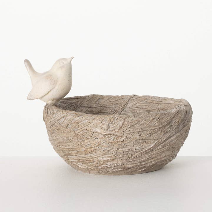 Sullivans Home Decor - Wholesale Bird Bath - Resin Bird On Nest Bird Bath