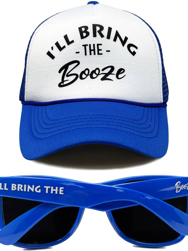 Foam Trucker Hat & Sunglasses - Booze (Royal Blue) for wholesale by Funky Junque