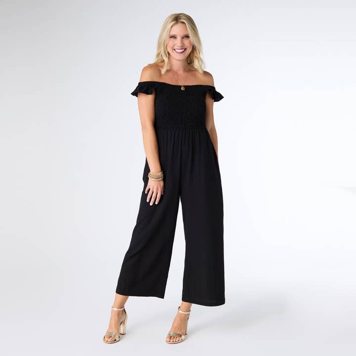COCO + CARMEN - Wholesale Dress - Women's - Kohde Wide Leg Smocked Jumpsuit1