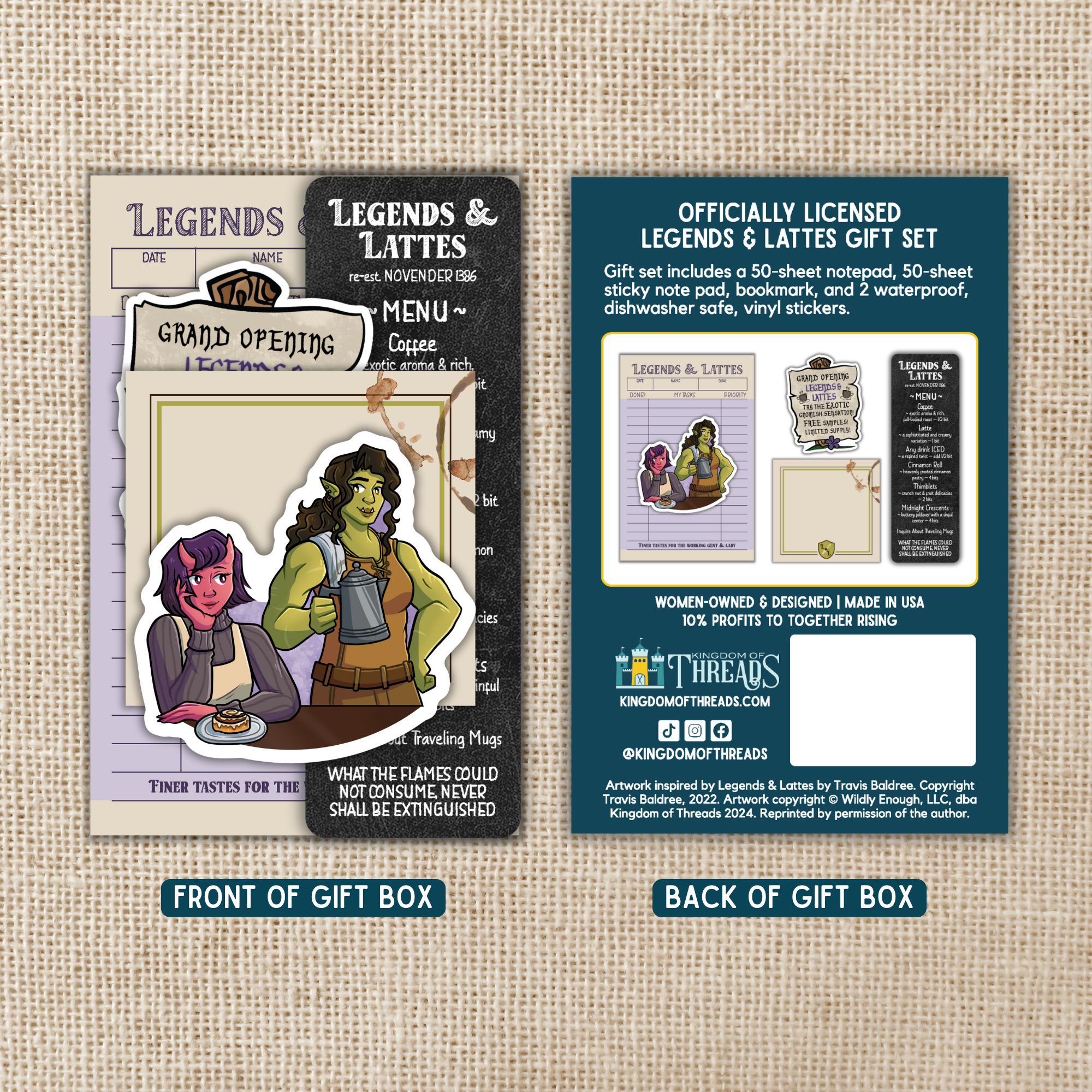 Kingdom of Threads - Vente Autocollant - Coffret cadeau Legends & Lattes1