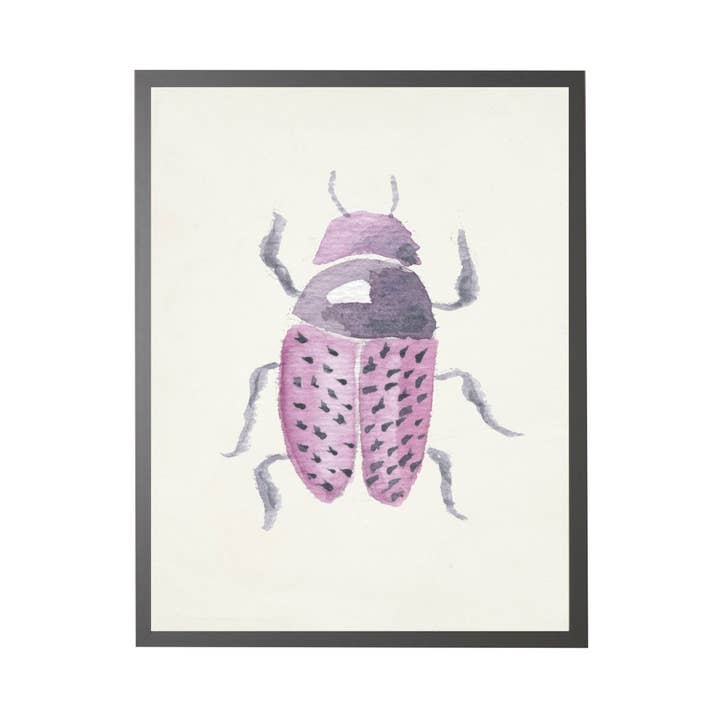 Aquarelle violette Fat Beetle pour la vente par Antique Curiosities Inc