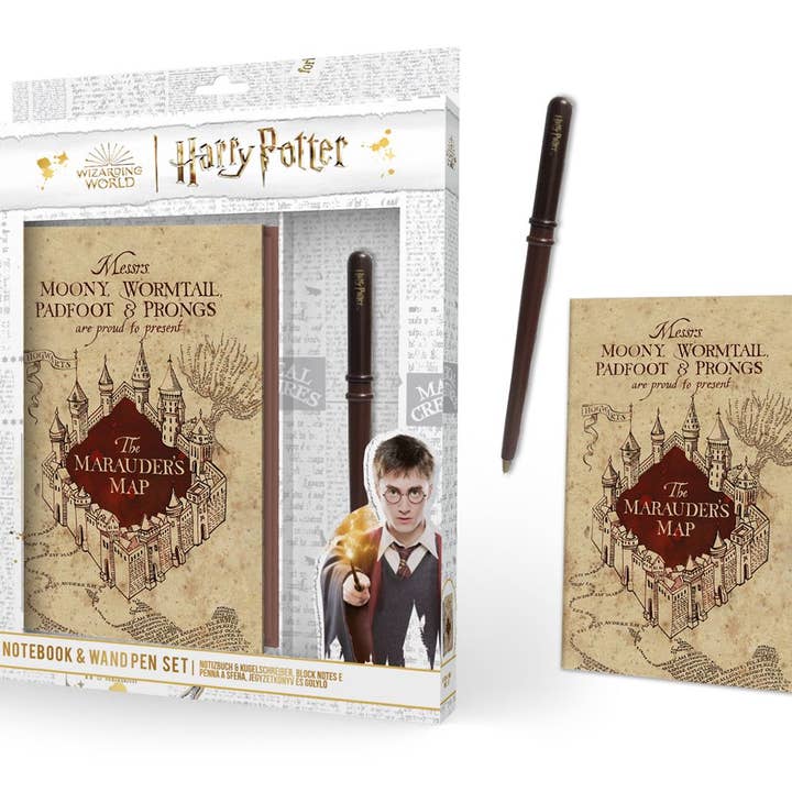 Pyramid International - Wholesale Briefpapier/indexkaartenset - Harry Potter Premium Notitieboek en Toverstok Pen Set