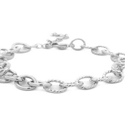 Textured Oval Link Bracelet-Silver for wholesale by S&A Fashions