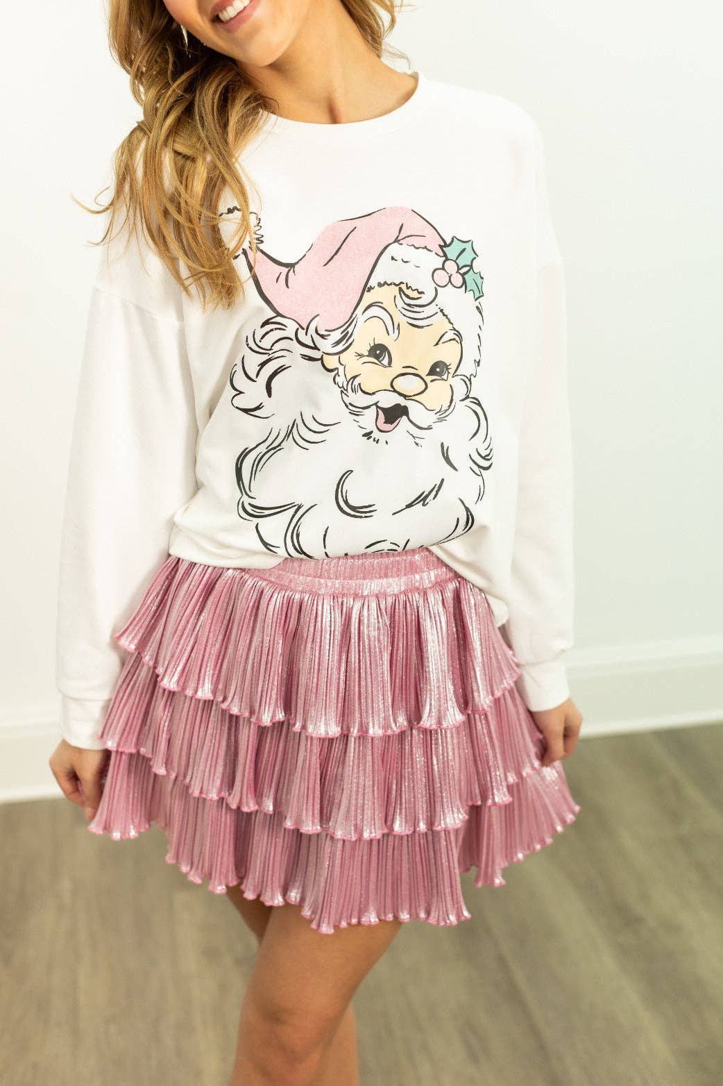 Cute Santa on Light Weight Sweatshirt, White for wholesale on Faire7