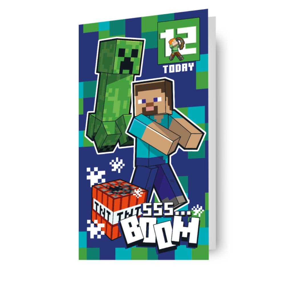 Danilo Promotions Ltd – wholesale Birthday card – Minecraft Multi Ages 7-14 Sticker Birthday Card0