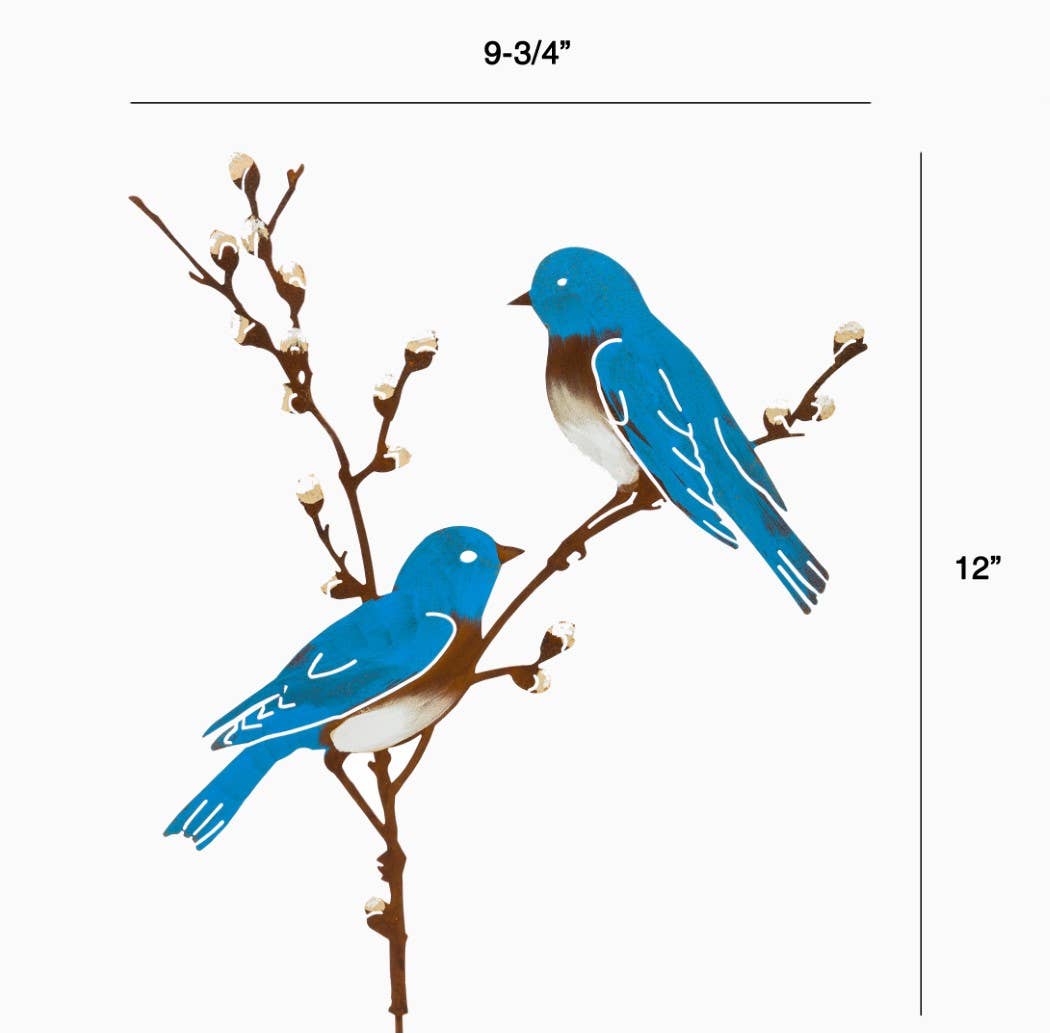 Elegant Garden Design - Wholesale Garden/Lawn Stake - Bluebirds on Pussy Willow Pick -Painted12
