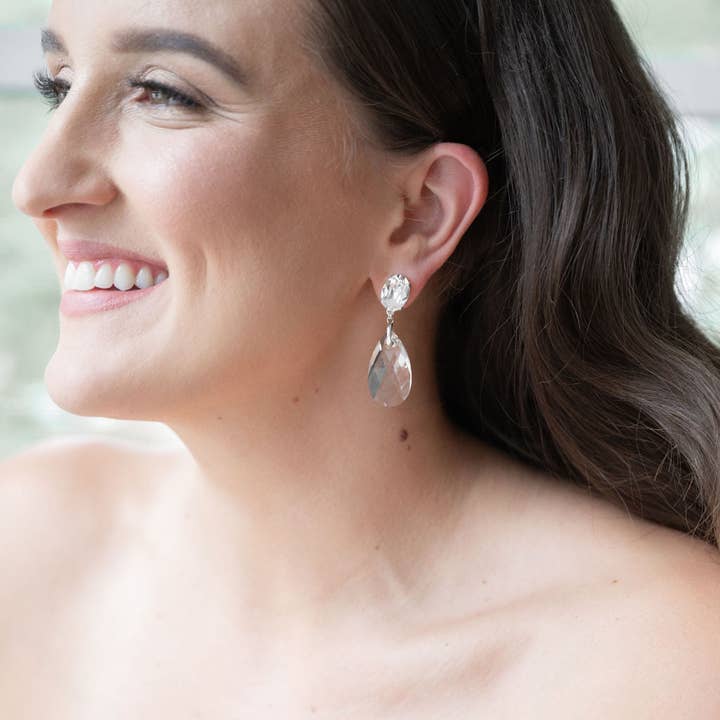 KRYSTAL Teardrop Crystal Bridal Earrings for wholesale by Blair Nadeau Bridal Adornments