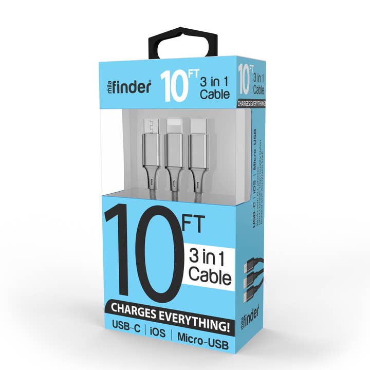 Mila Wholesale - Wholesale Charging Cable - 10 foot 3-in-1 USB Multi-Charging Cable Boxed5