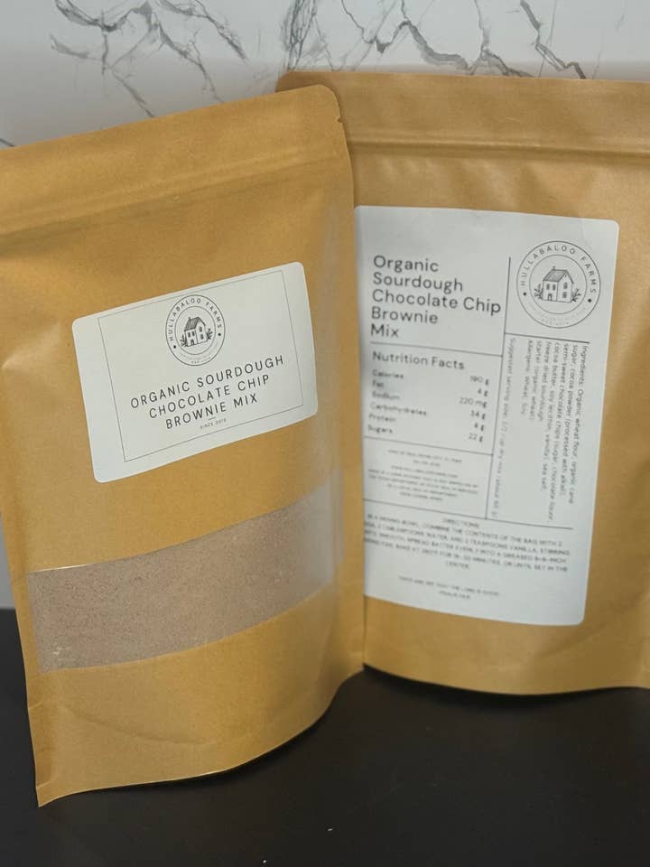 Organic Sourdough Chocolate Chip Brownie Mix for wholesale by Hullabaloo Farms