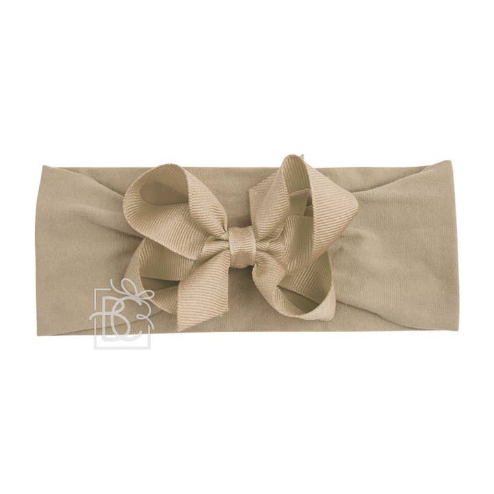 Beyond Creations, LLC - Wholesale Fashion Headband - Kids - WIDE PANTYHOSE HEADBAND W/CLASSIC GROSGRAIN BOW66