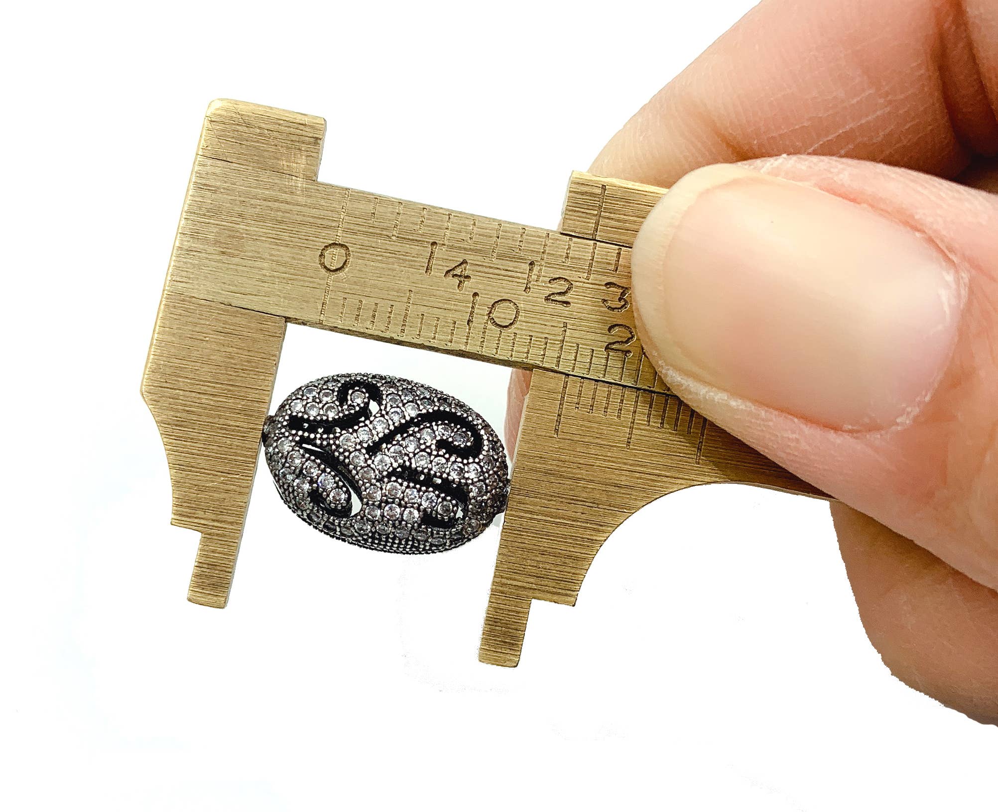 findings4uGem – wholesale Individual charm/pendant – Antique Oval Shaped Beads CZ Micro Pave DIY Jewelry, BD0323