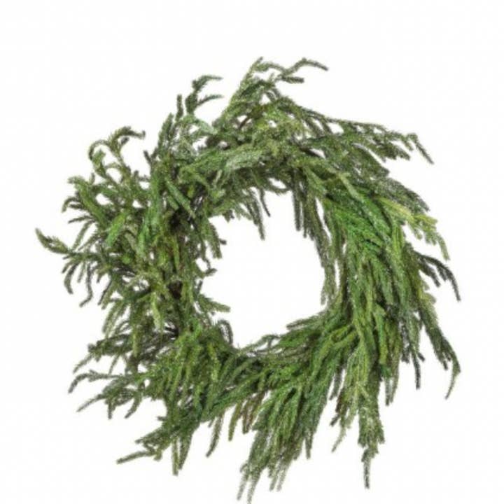 Ghirlanda di pino di Norfolk da giardino ghiacciato da 24" per la vendita all'ingrosso da parte di Dunn Deals