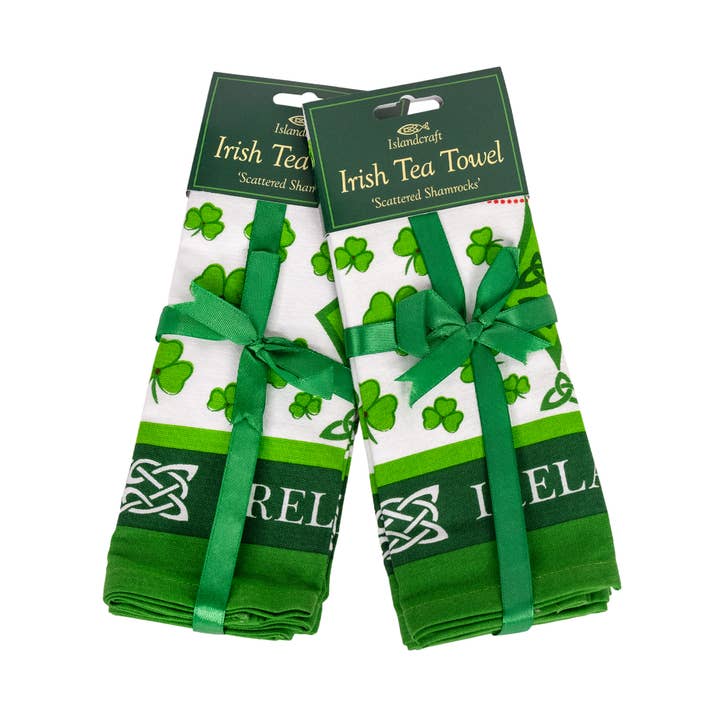 Dublin Gift Company – Toalha de chá por atacado – Toalhas de Chá Irlandesas Trevos Espalhados8