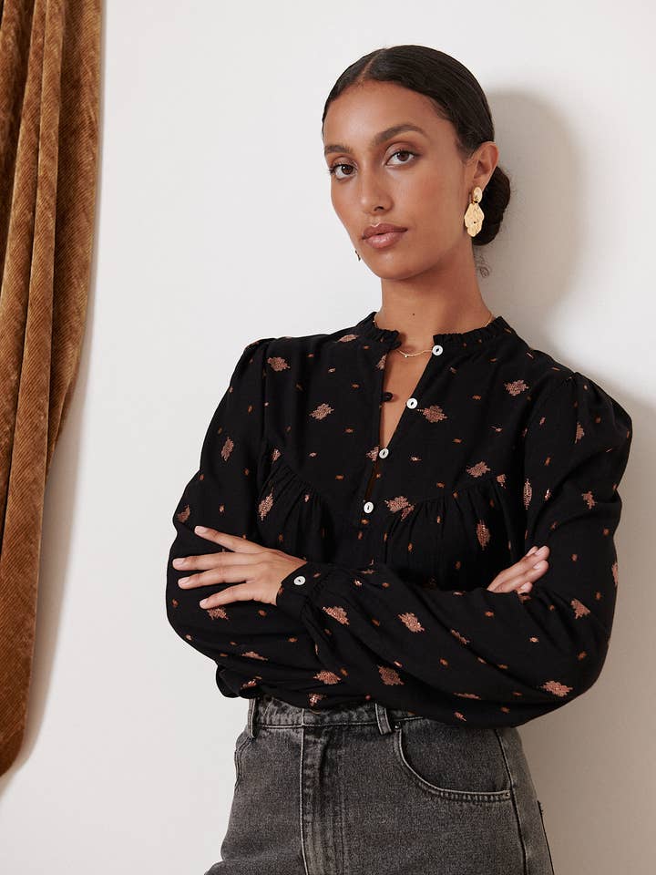 Garance Paris - Wholesale Blouse - Women's - Embroidered feather blouse - PERLE