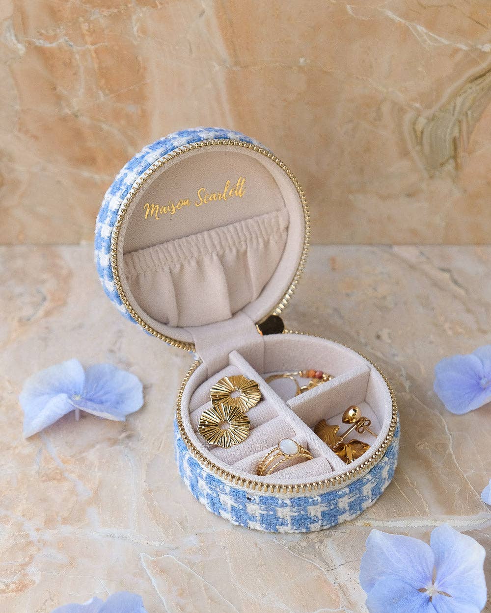 Maison Scarlett - Vendita all'ingrosso Portagioie/organizer per gioielli - Scatola portagioie da viaggio Yvonne in pied-de-poule6