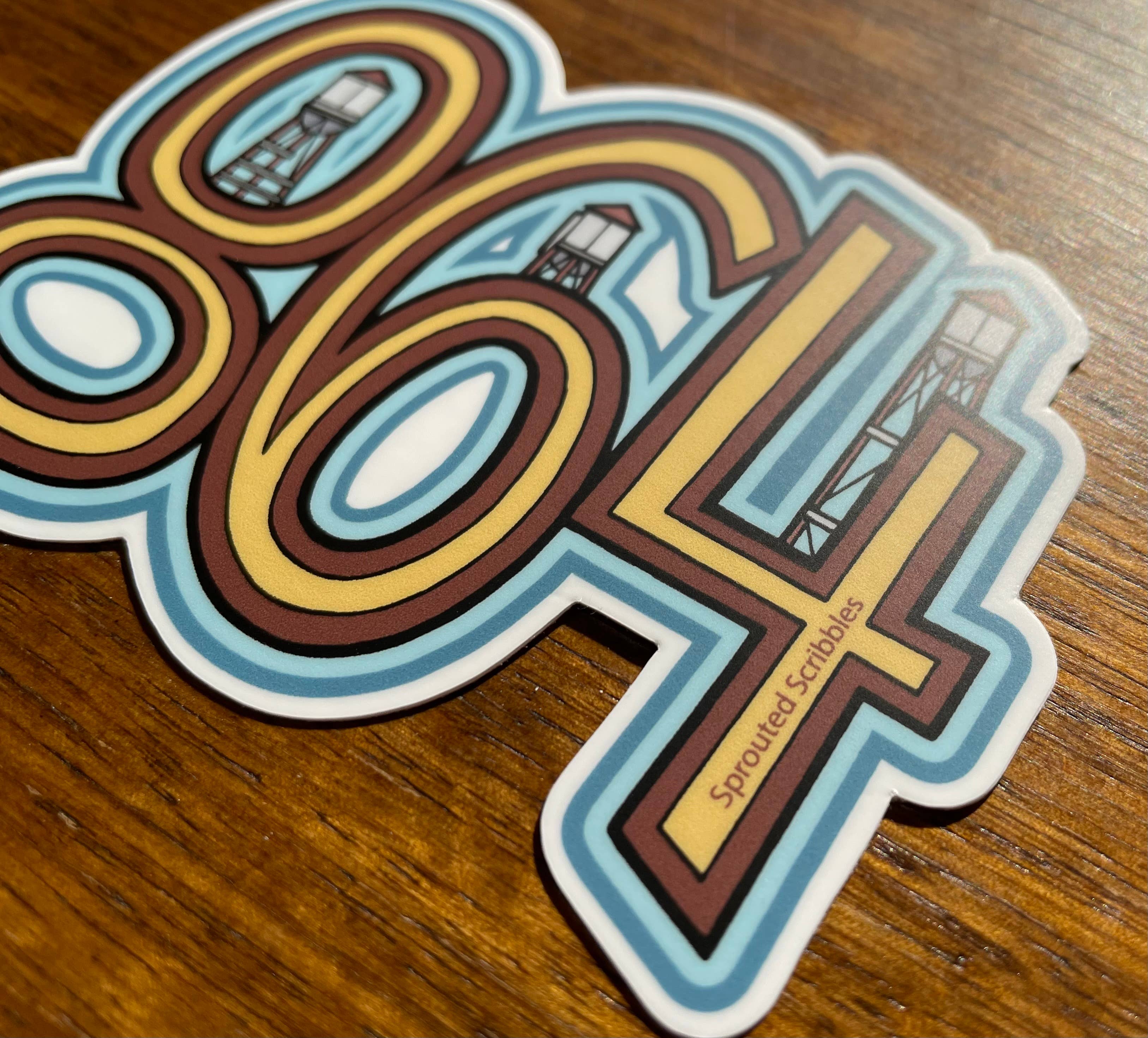 Sprouted Scribbles - Vente Autocollant - Autocollant Greenville 864 Indicatif Régional Upstate - Caroline du Sud SC4