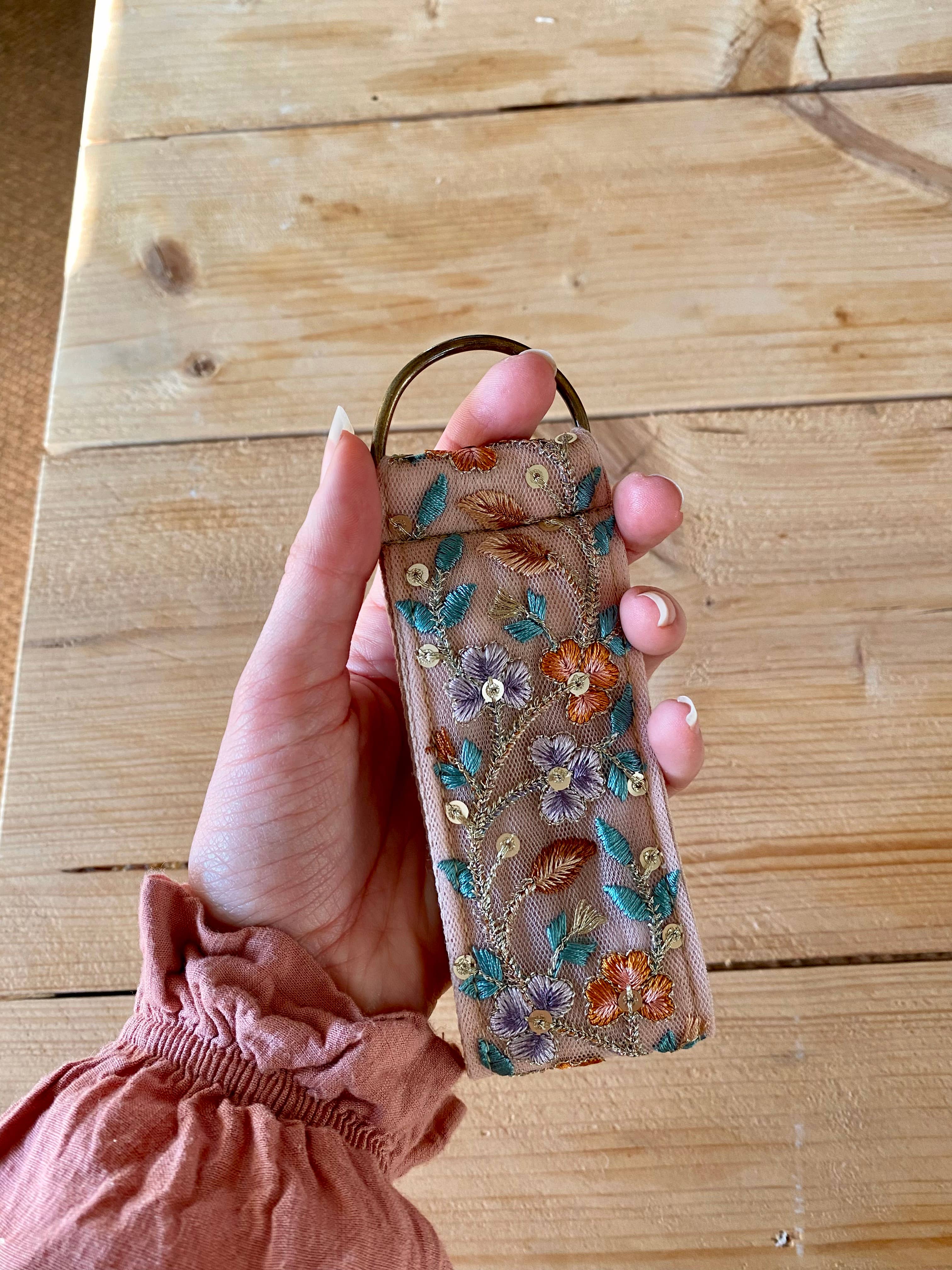 Temple of Treasure - Wholesale Keychain - Women's - Berries in Pink ~ floral fabric keychain gift 2