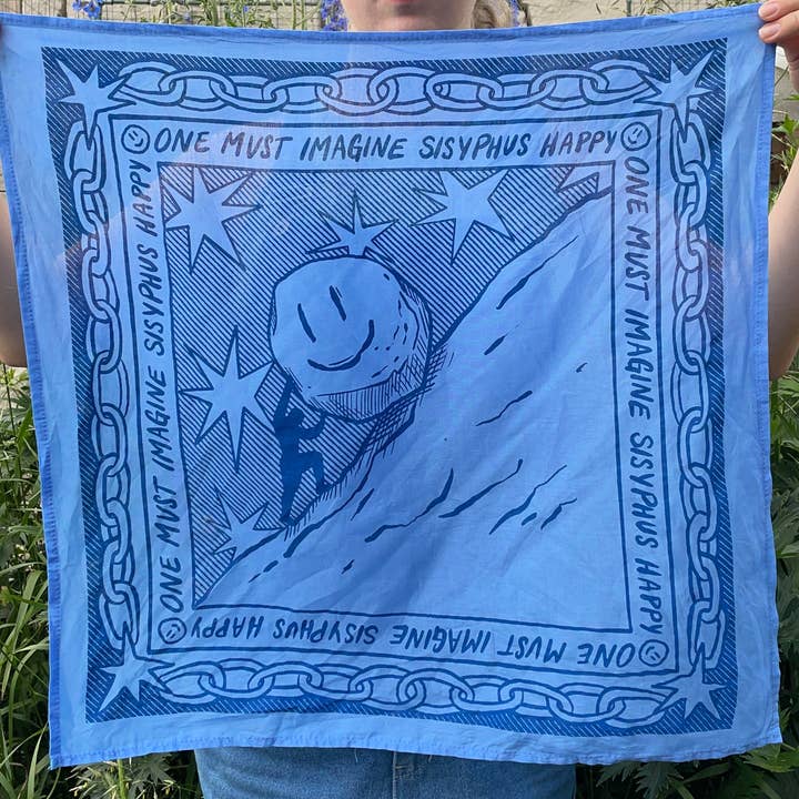 Kate Letters Lots - Wholesale Bandana - Unisex - One Must Imagine Sisyphus Happy Bandana1