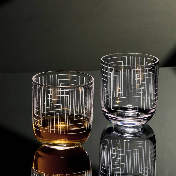 The DRH Collection BV - Wholesale Drinking Glass/Cup - Set of 2 Maze DOF Tumblers - Glass Set